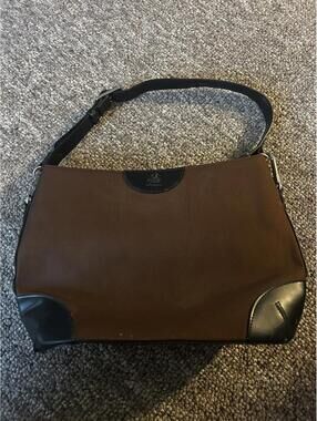 JOY MANGANO VINTAGE Brown and Black Shoulder Bag with Adjustable Strap